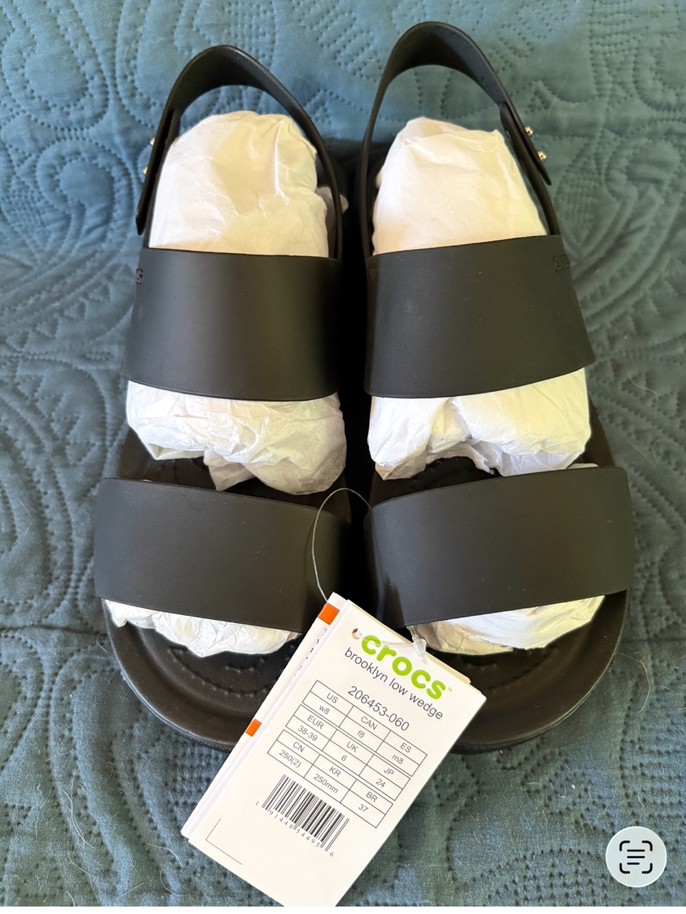 CROCS Black Womens' Brooklyn Low Wedge Sandal